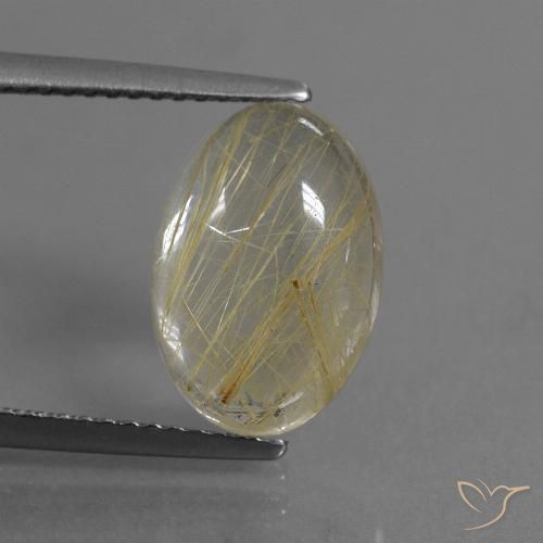 4.05ct 天然 非常に薄いゴールデンブラウン ルチルクォーツ, 楕円形, 透明