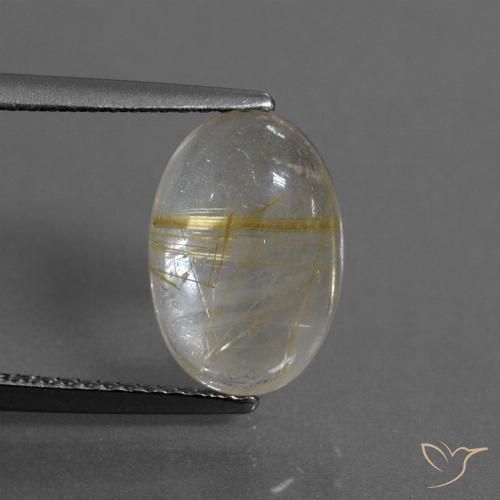 3.12ct 天然 非常に薄いゴールデンブラウン ルチルクォーツ, 楕円形, 透明