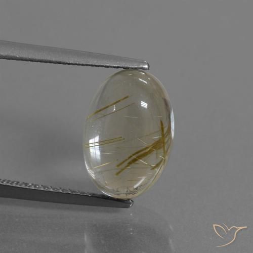 4.38ct 天然 非常に薄いゴールデンブラウン ルチルクォーツ, 楕円形, 透明