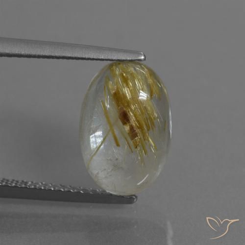 3.87ct 天然 非常に薄いゴールデンブラウン ルチルクォーツ, 楕円形, 透明