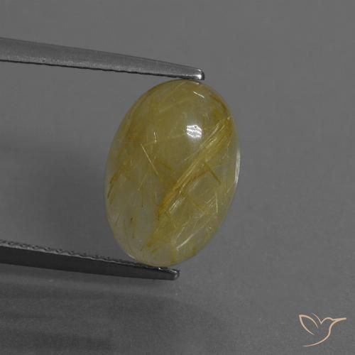 5.27ct 天然 ミディアムイエロー ルチルクォーツ, 楕円形, 半透明