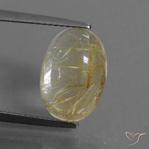 5.19ct 天然 非常に薄いゴールデンブラウン ルチルクォーツ, 楕円形, 透明