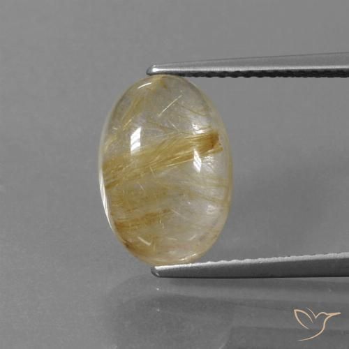 4.57ct 天然 非常に薄いゴールデンブラウン ルチルクォーツ, 楕円形, 透明