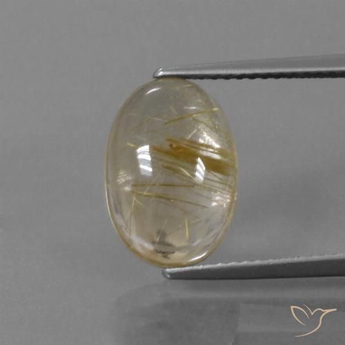 4.36ct 天然 非常に薄いゴールデンブラウン ルチルクォーツ, 楕円形, 透明