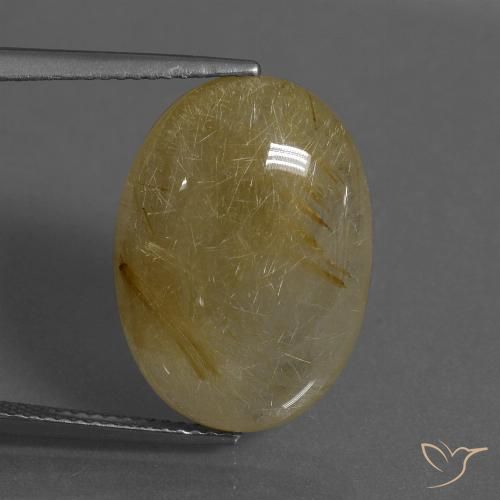 16.12ct 天然 ミディアムイエロー ルチルクォーツ, 楕円形, 半透明