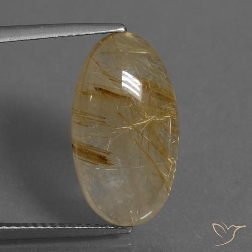 8.23ct 天然 非常に薄いゴールデンブラウン ルチルクォーツ, 楕円形, 半透明