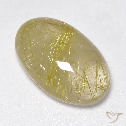 15.27ct 天然 薄いアーシーイエロー ルチルクォーツ, 楕円形, 半透明