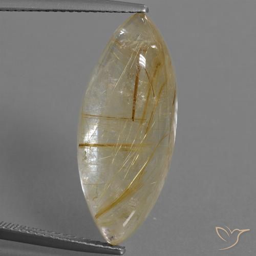 14.68ct 天然 非常に薄いゴールデンブラウン ルチルクォーツ, マーキーズ, 透明