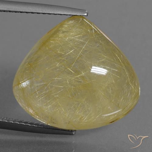 17.91ct 天然 ウォームイエロー ルチルクォーツ, 洋梨の形, 透明