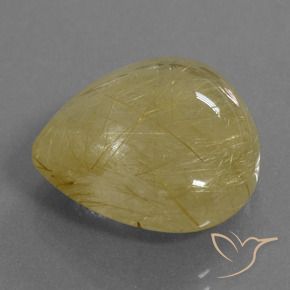 17.91カラットの天然ウォームイエロールチルクォーツ、洋梨の形、透明