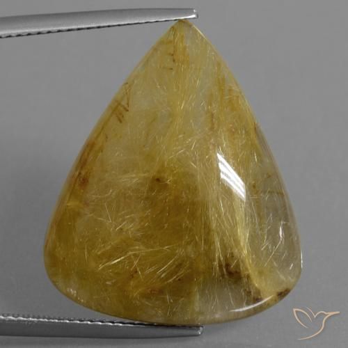 25.66ct 天然 アーシーイエロー ルチルクォーツ, 洋梨の形, 半透明