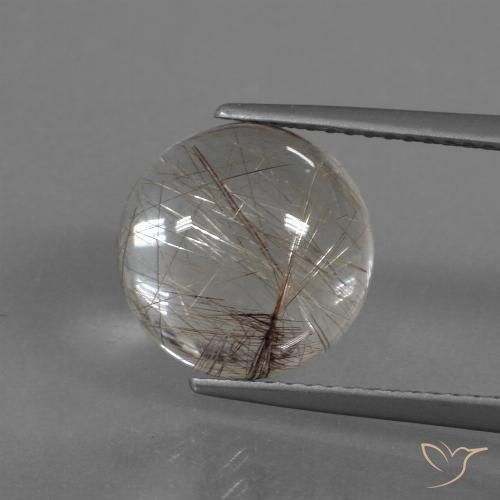 5.09カラットの天然ライトブラウンルチルクォーツ、ラウンドカット、透明