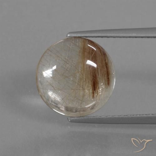 4.31ct 天然 ウォームブラウン ルチルクォーツ, ラウンド, 透明