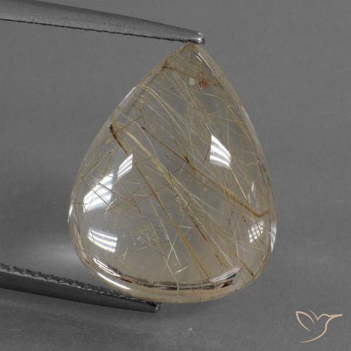 10.54ct 天然 ライトブラウン ルチルクォーツ, 洋梨の形, 透明