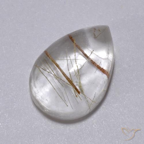 2.49ct 天然 ウォームブラウン ルチルクォーツ, 洋梨の形, 透明