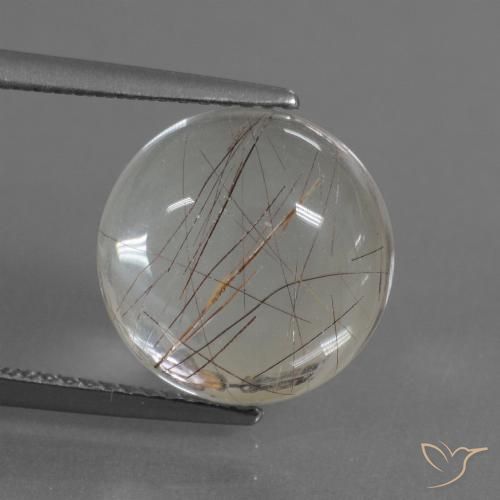 6.24ct 天然 ライトブラウン ルチルクォーツ, ラウンド, 透明