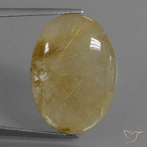 17.69ct 天然 黄金色の黄色 ルチルクォーツ, 楕円形, 半透明
