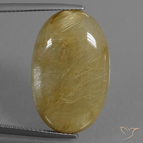 19.01ct 天然 ディジョンイエロー ルチルクォーツ, 楕円形, 半透明
