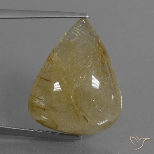 24.63ct 天然 ライトイエロー ルチルクォーツ, 洋梨の形, 半透明