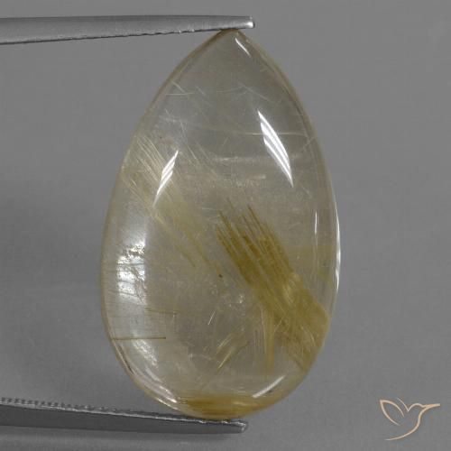 21.47ct 天然 ライトイエロー ルチルクォーツ, 洋梨の形, 透明