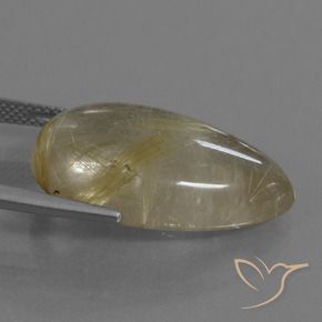 21.47カラットの天然ライトイエロールチルクォーツ、洋梨の形、透明