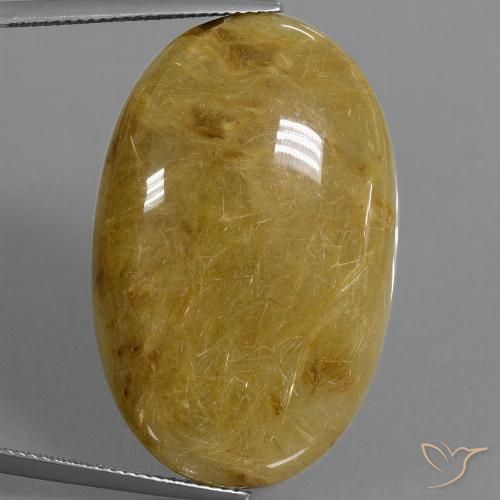 52.73ct 天然 アーシーイエロー ルチルクォーツ, 楕円形, 半透明