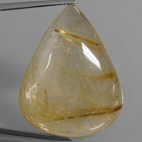 60.37カラットの天然黄金色の黄色ルチルクォーツ（35.3×27.4 mm・洋梨の形）