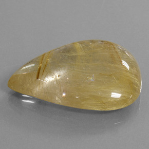 60.37カラットの天然黄金色の黄色ルチルクォーツ（35.3×27.4 mm・洋梨の形）
