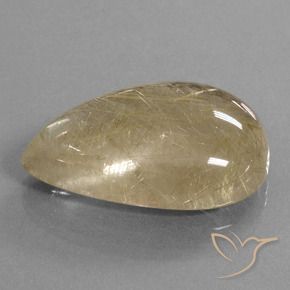 34.22カラットの天然ウォームイエロールチルクォーツ、洋梨の形、透明