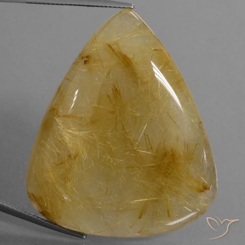 96.56ct 天然 黄金色の黄色 ルチルクォーツ, 洋梨の形, 半透明