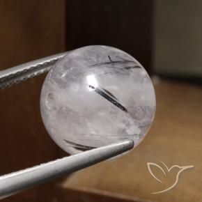 14.19カラットの天然黒でクリアルチルクォーツ、スフェア / ボール、半透明