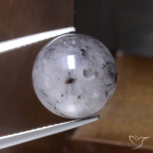 12.36カラットの天然黒でクリアルチルクォーツ、スフェア / ボール、半透明