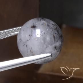 12.36カラットの天然黒でクリアルチルクォーツ、スフェア / ボール、半透明