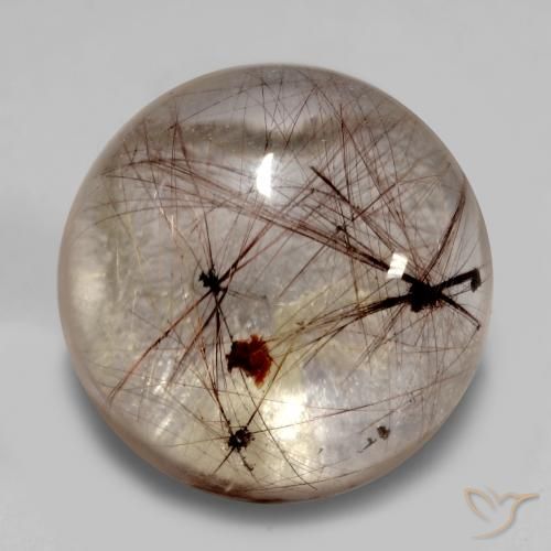 5.45ct 天然 黒で茶色 ルチルクォーツ, ラウンド, 透明