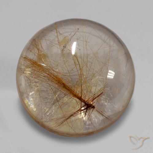6.49ct 天然 非常に薄い黄褐色 ルチルクォーツ, ラウンド, 透明