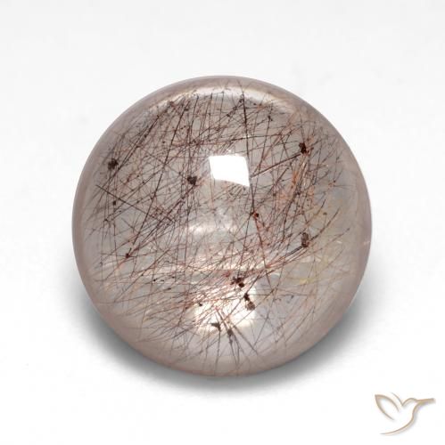 4.98ct 天然 薄いウォルナットブラウン ルチルクォーツ, ラウンド, 透明