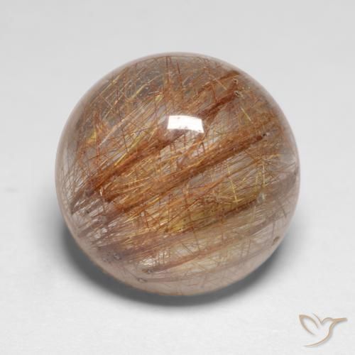 7.18ct 天然 非常に薄い黄褐色 ルチルクォーツ, ラウンド, 半透明