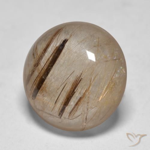 4.79ct 天然 黒で茶色 ルチルクォーツ, ラウンド, 半透明