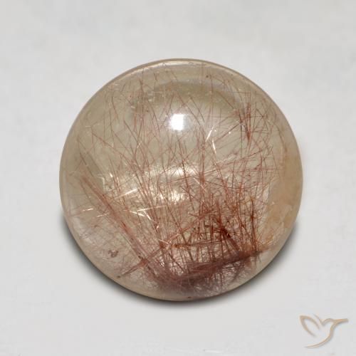 4.40ct 天然 黒で茶色 ルチルクォーツ, ラウンド, 透明