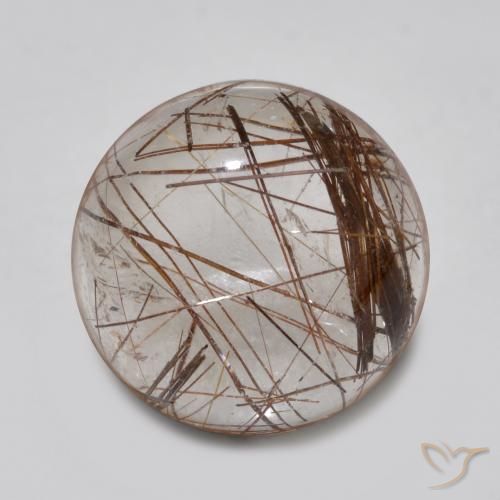 4.65ct 天然 黒で茶色 ルチルクォーツ, ラウンド, 透明