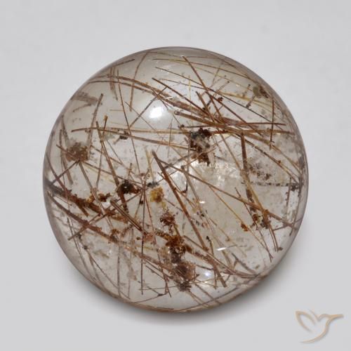 5.36ct 天然 黒で茶色 ルチルクォーツ, ラウンド, 透明