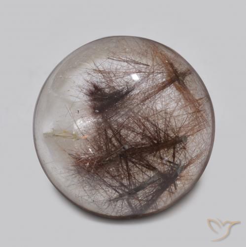5.04ct 天然 黒で茶色 ルチルクォーツ, ラウンド, 半透明