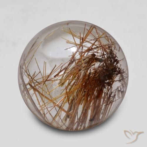 5.10ct 天然 黒で茶色 ルチルクォーツ, ラウンド, 透明