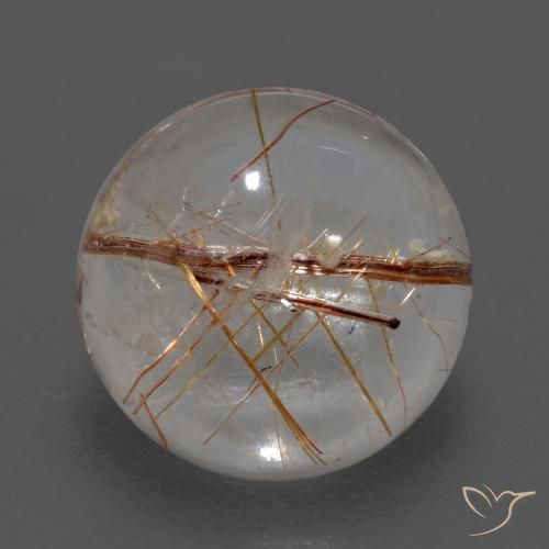 3.69ct 天然 黒で茶色 ルチルクォーツ, ラウンド, 透明