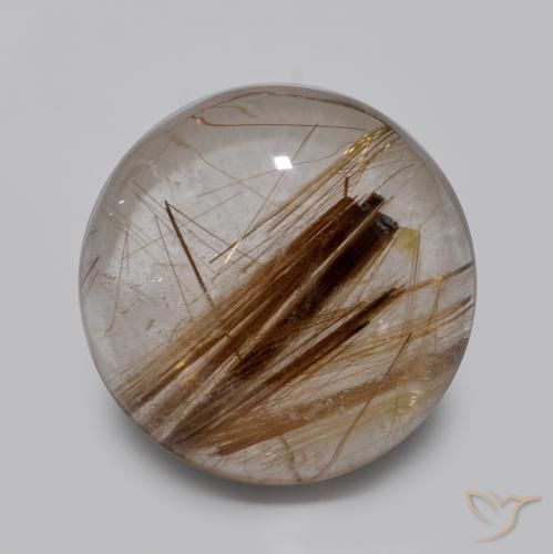 4.50ct 天然 黒で茶色 ルチルクォーツ, ラウンド, 半透明