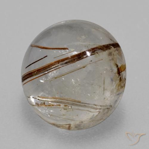 4.76ct 天然 黒で茶色 ルチルクォーツ, ラウンド, 透明