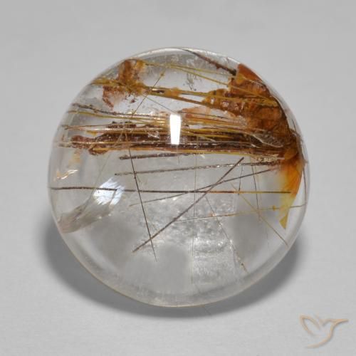5.96ct 天然 黒で茶色 ルチルクォーツ, ラウンド, 透明