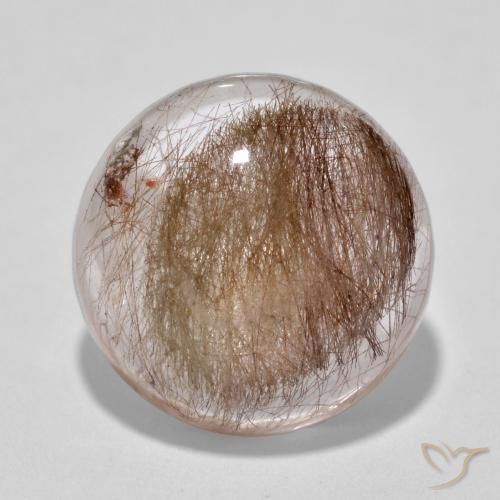 6.73ct 天然 黒で茶色 ルチルクォーツ, ラウンド, 半透明