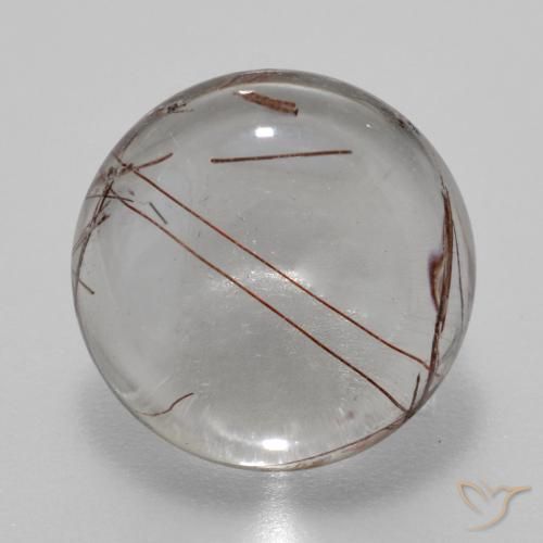 6.08ct 天然 黒で茶色 ルチルクォーツ, ラウンド, 透明