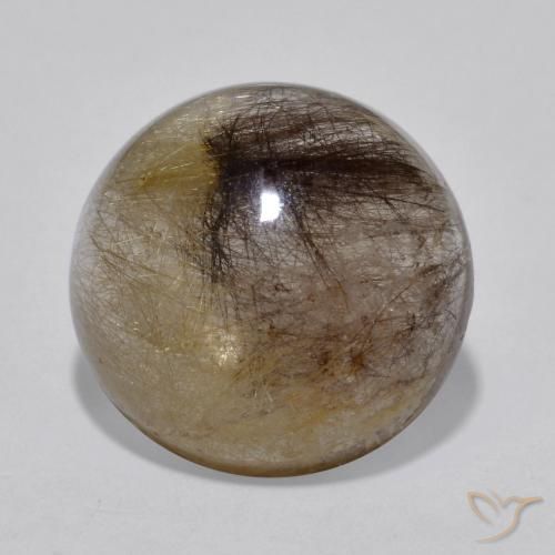 5.77ct 天然 黒で茶色 ルチルクォーツ, ラウンド, 半透明